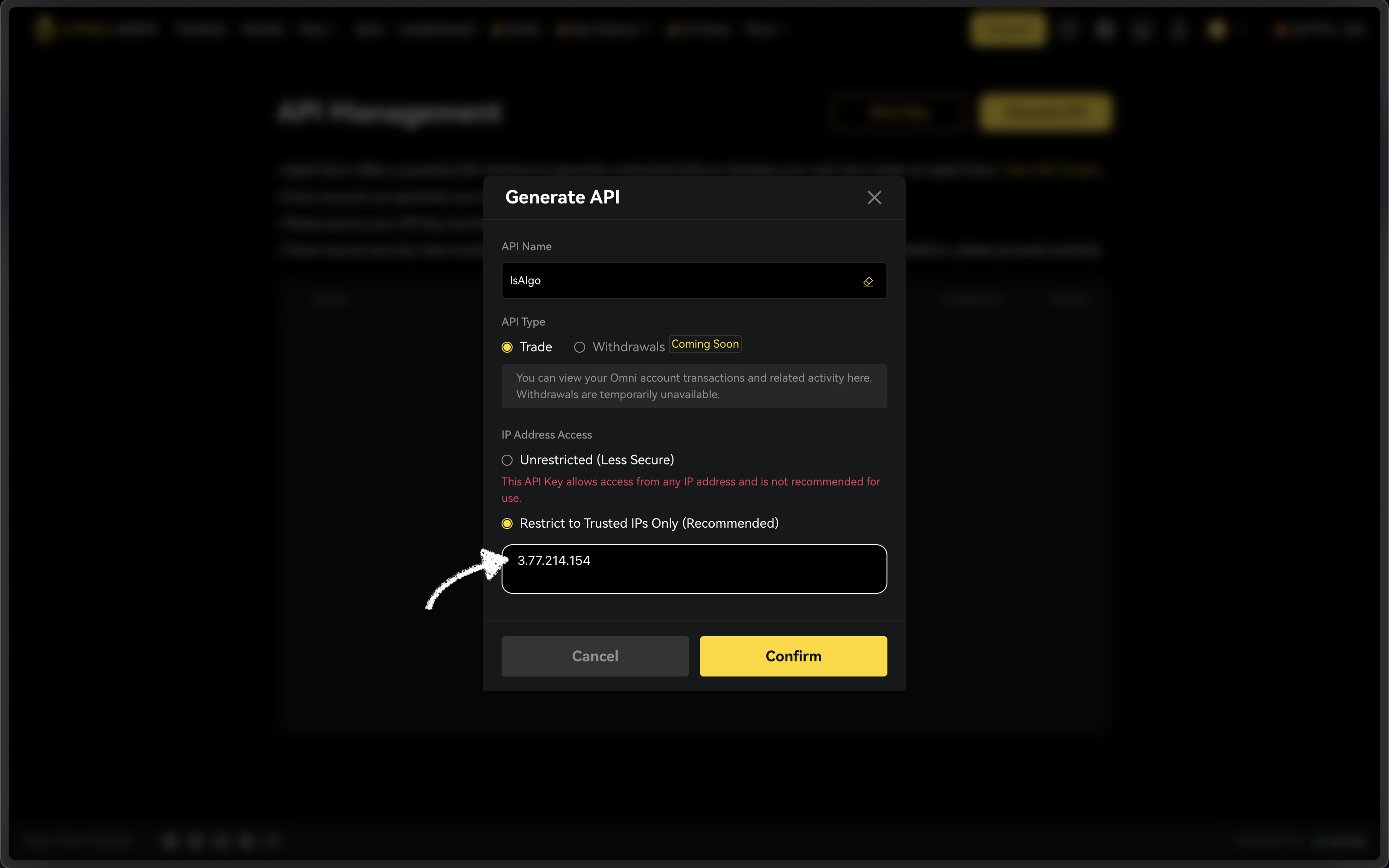 Apex - add our server IP address to the whitelist