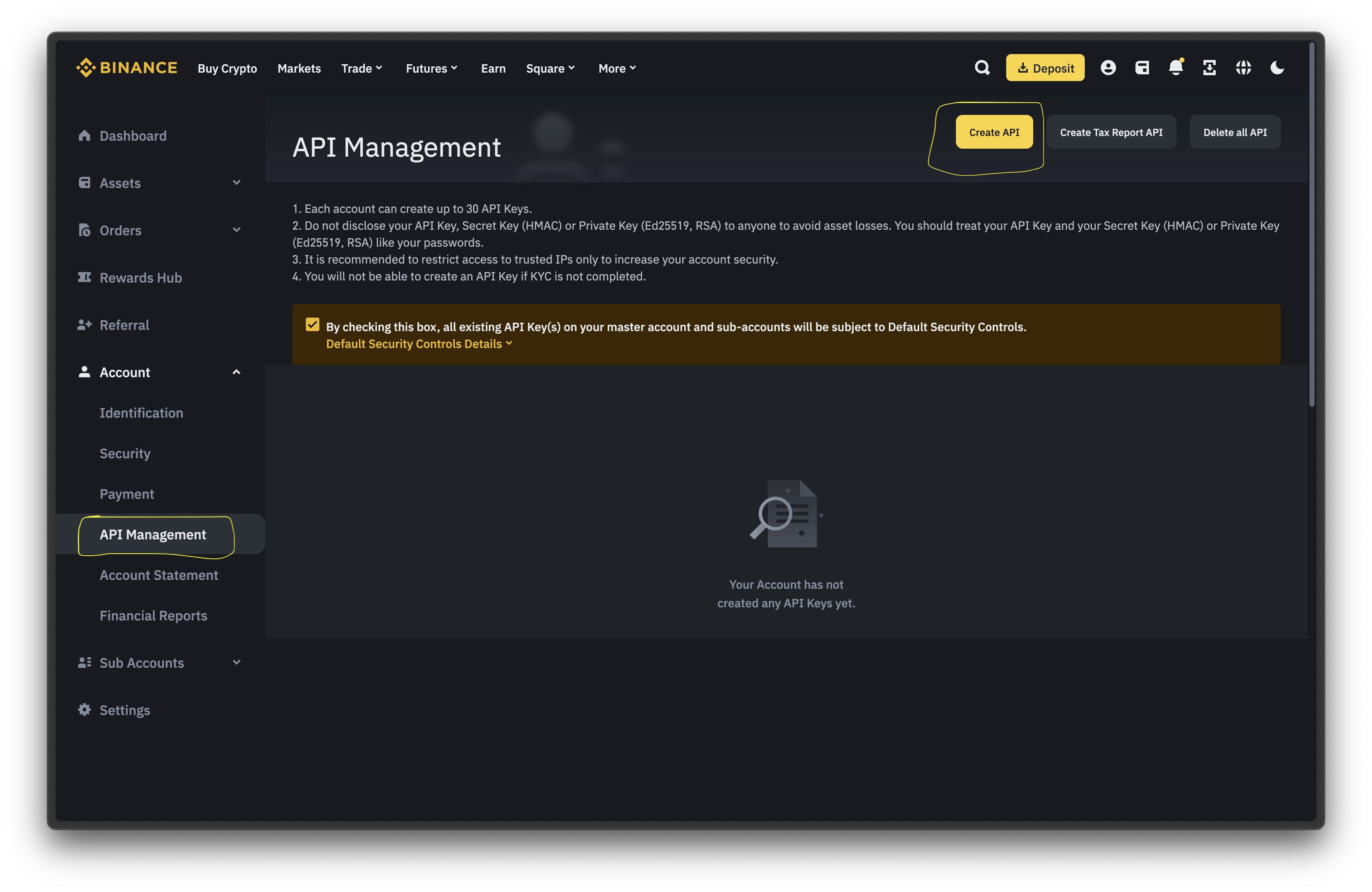 Binance - API Management