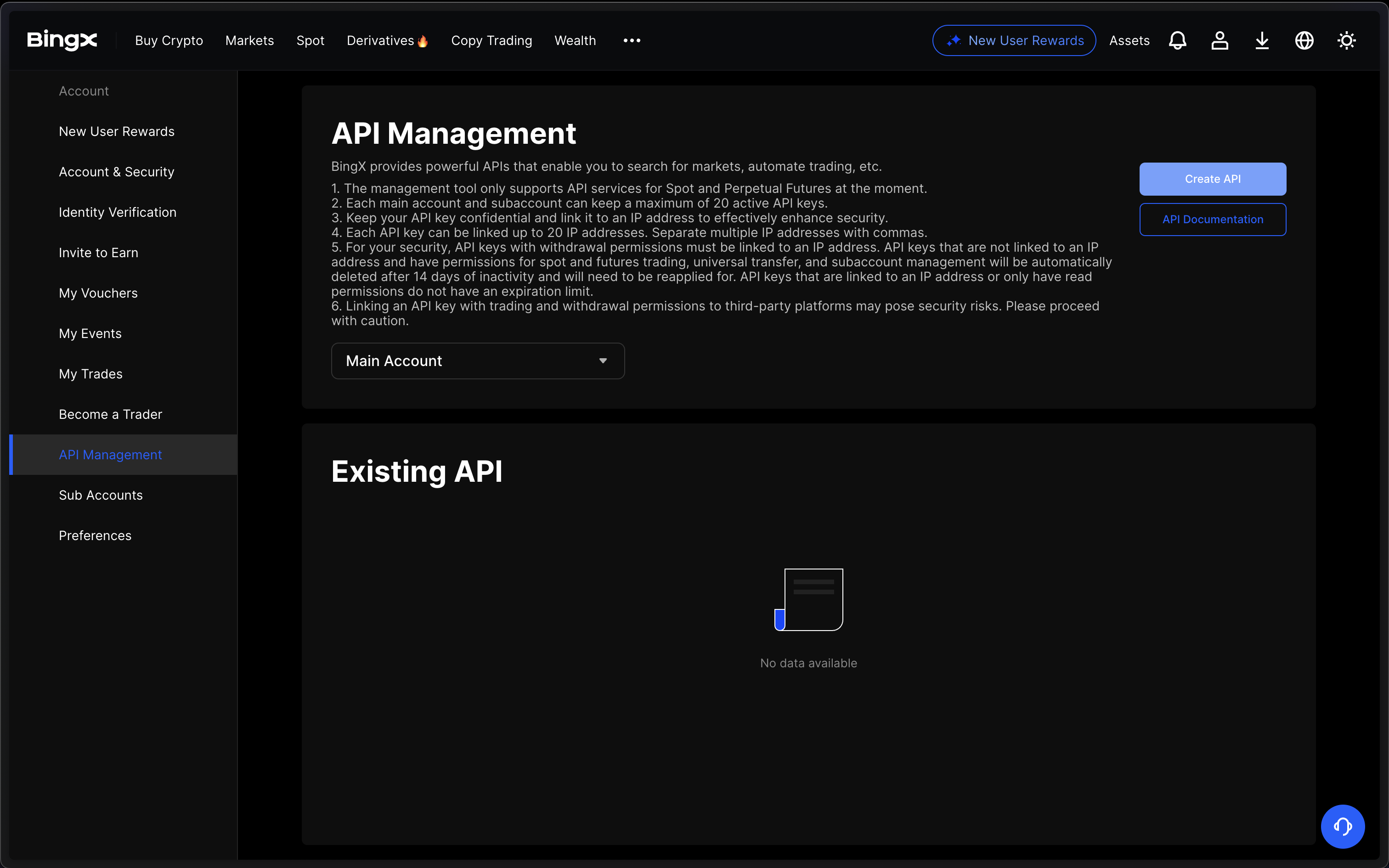 BingX - Create API Key