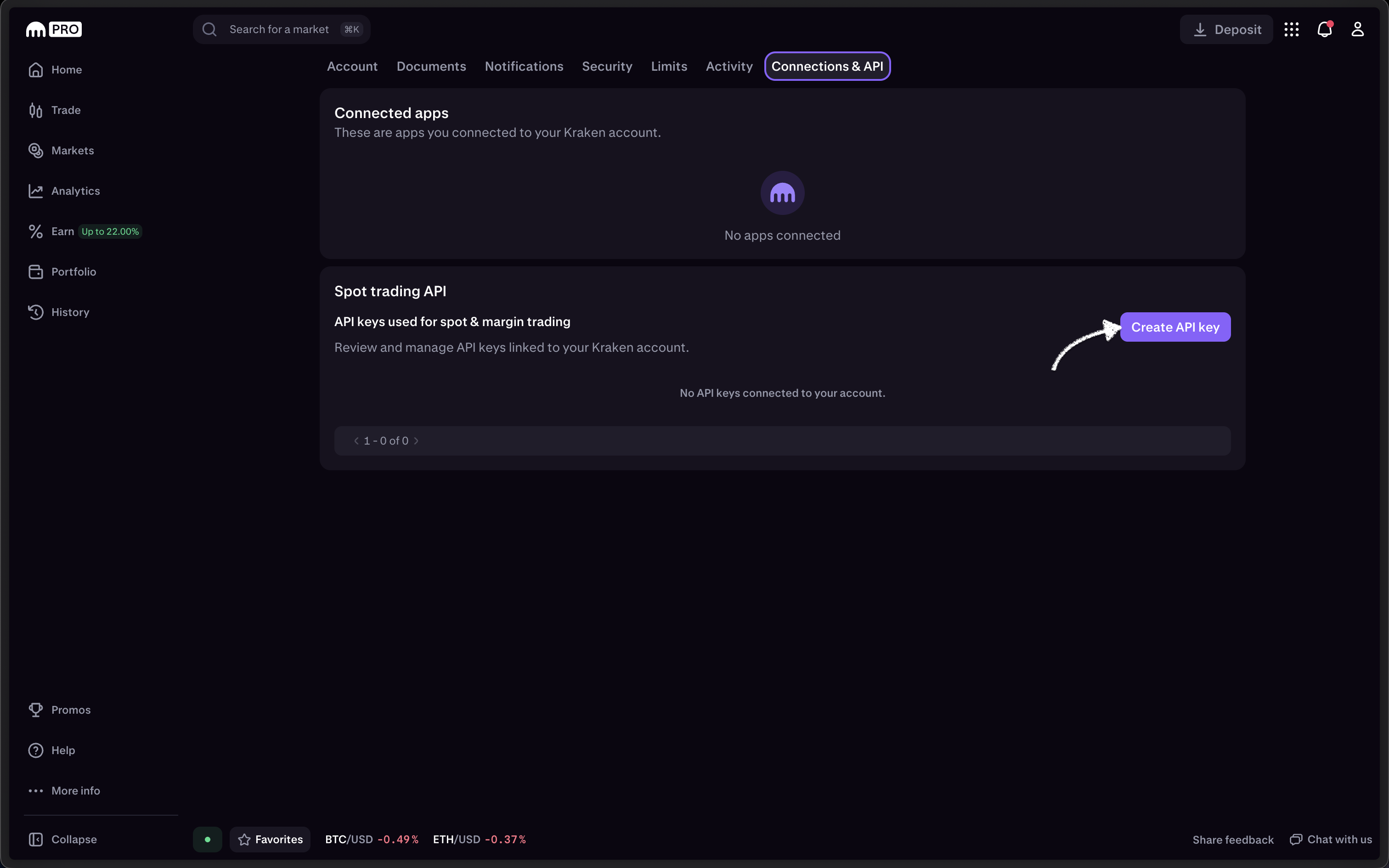 Kraken - API Tab