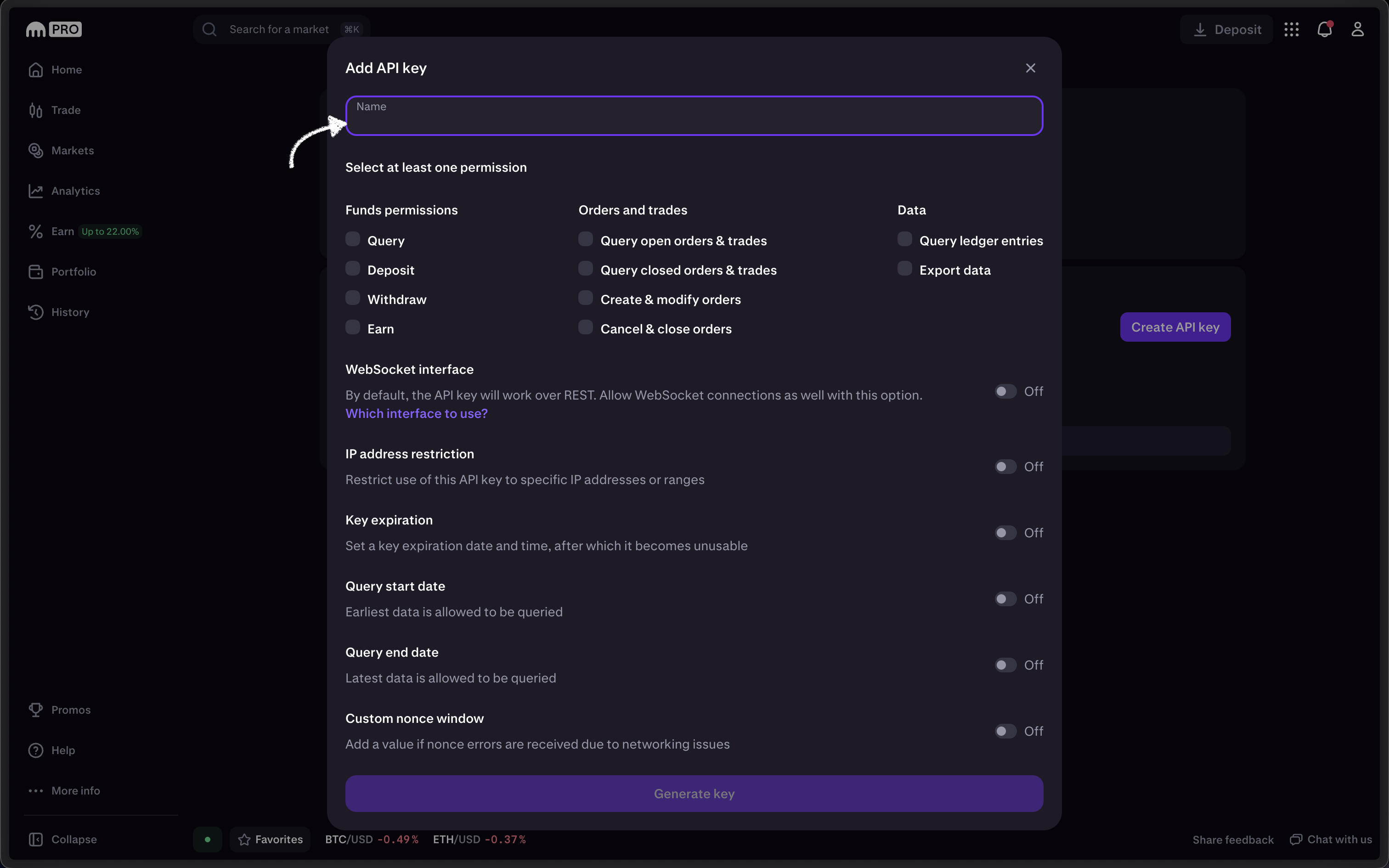 Kraken - API key name