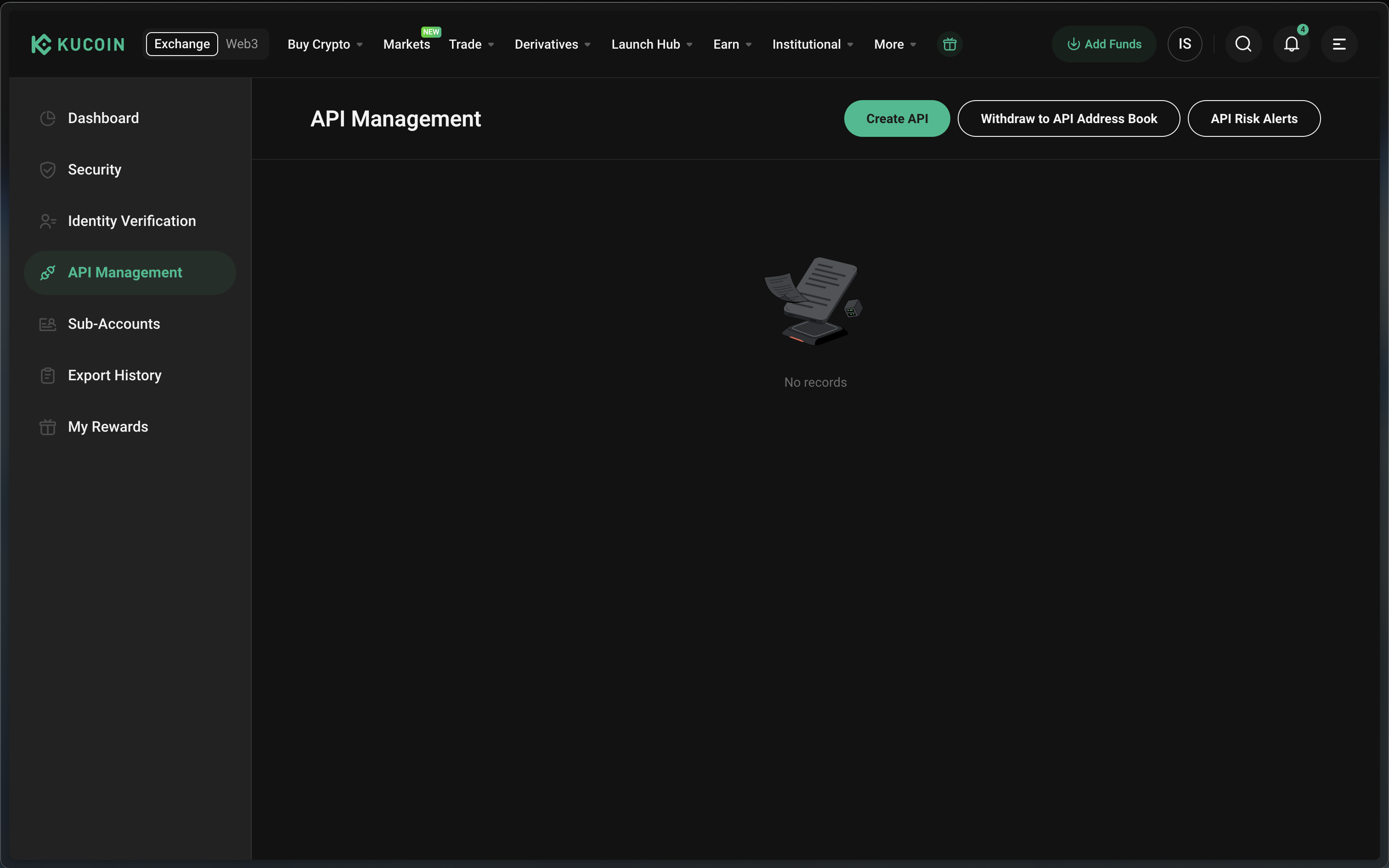 Kucoin - Create new API Key